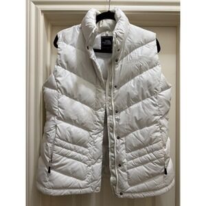 The North Face Aconcagua 550 Down Puffer Vest Womens Large White Chevron Quilted